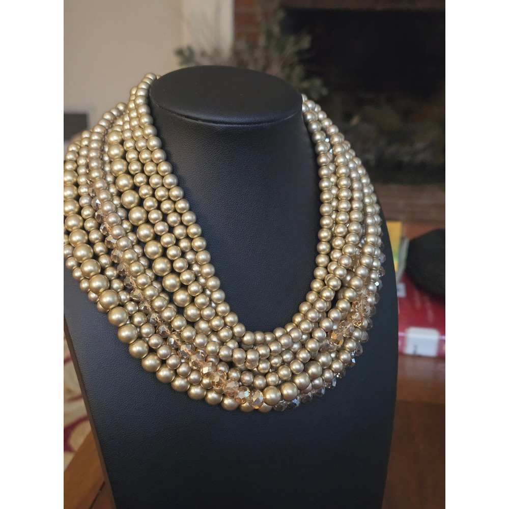 ZENZii Multistrand Faux Champagne Pearl Necklace Vintage Elegant Gorgeous!!